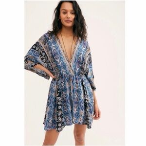 NWT Free People Mixed Emotions Bohemian Romper Blue size Large